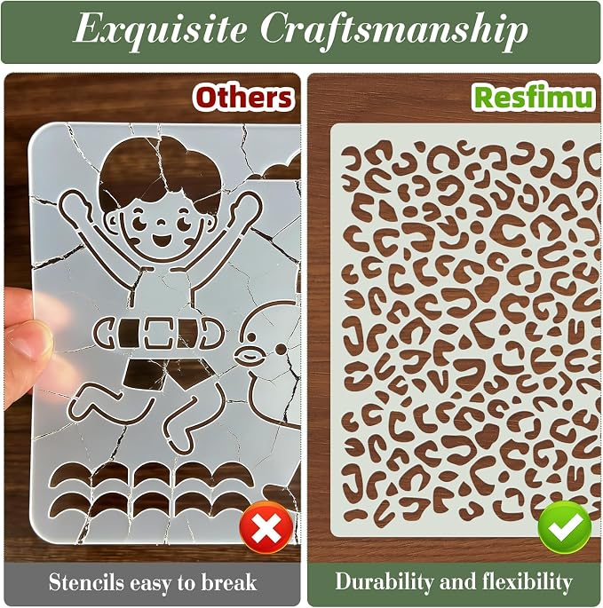 Geometric Texture Stencils for Crafts Reusable 16Pcs Stencils | DIY Art - Image 3