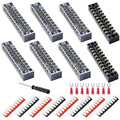 Terminal Block (8 Sets) 8Pcs 10 Positions Dual Row 600V 15A Screw Terminal Strip Blocks with Cover&8Pcs Pre-Insulated Barrier Termina Block Strip&80Pcs Insulated Fork Wire Connector
