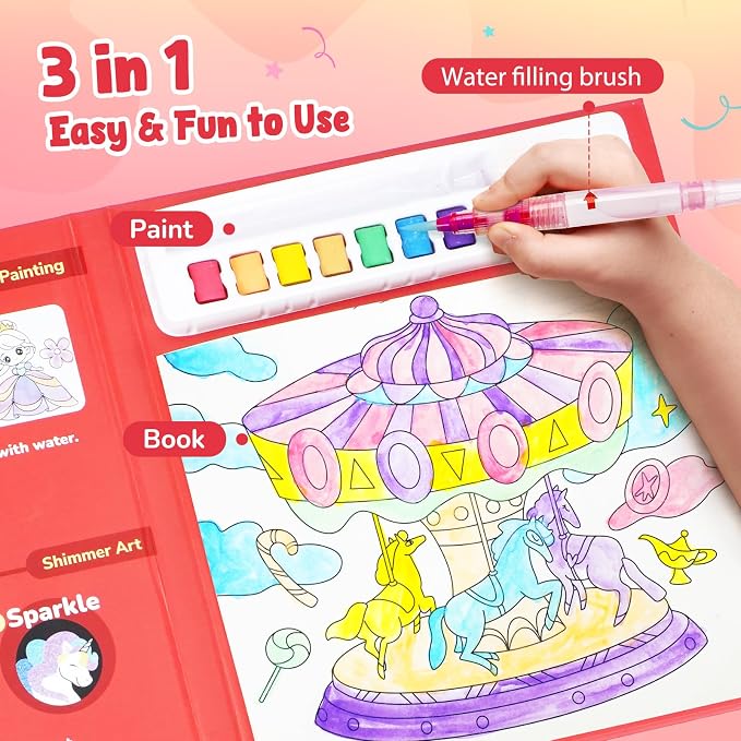 JoyCat Paint with Water Coloring Books & Shimmer Art | Art & Craft Activity - Image 4