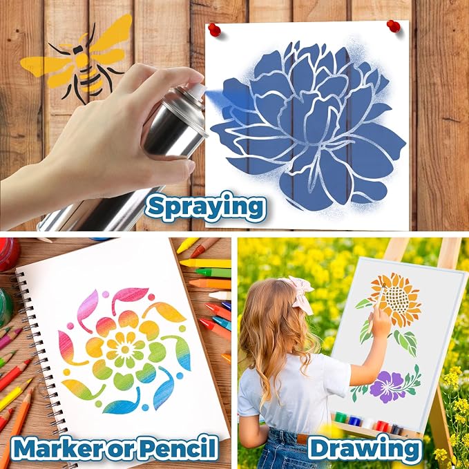 18 PCS Flower Painting Stencils Reusable Stencils - Image 8