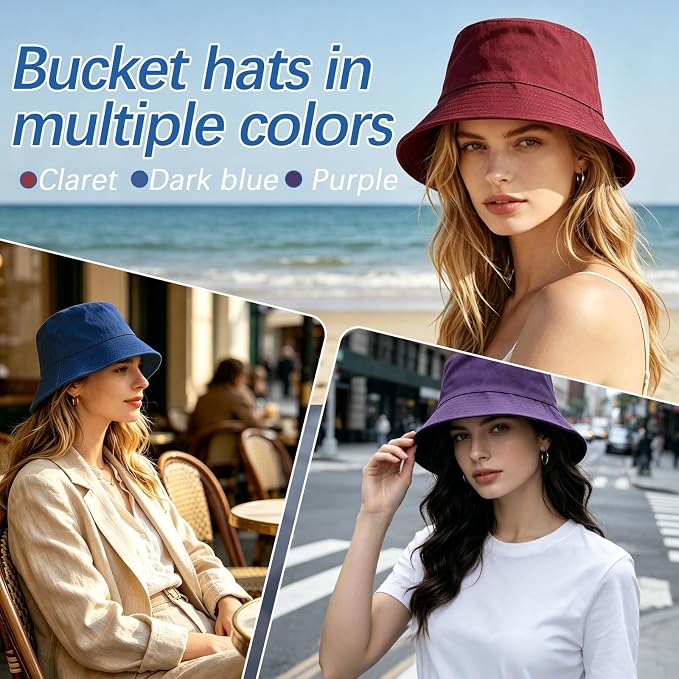Bucket Hats Bulk Solid Color DIY Blank Hat Bucket Hats - Image 2