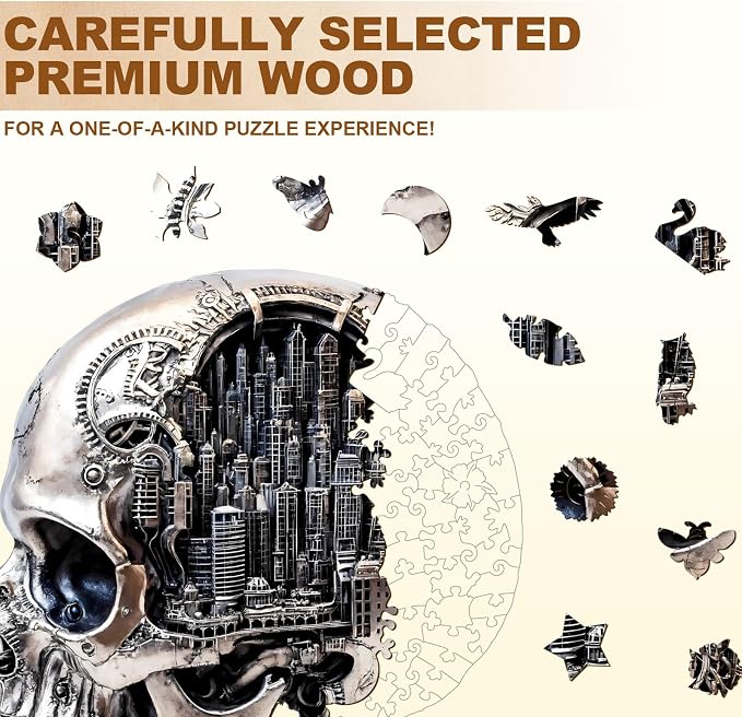 City Skull Puzzles Adults Gifts Wooden 175 Pieces 11.4 * 10.5in - Image 2