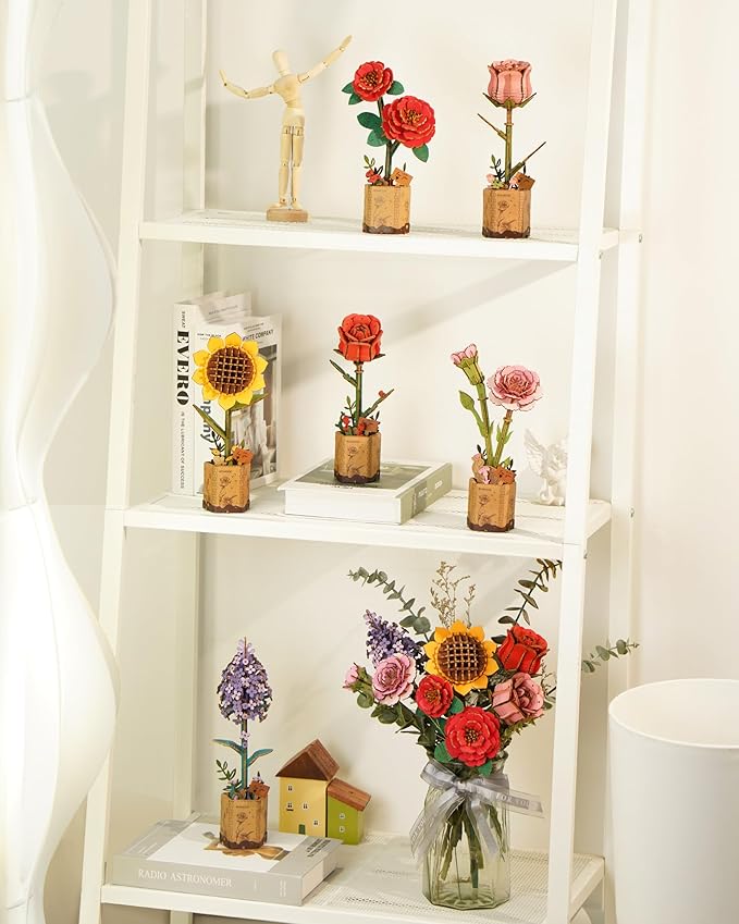 rowood Artifical Flower, Wood Flower Building Toy Set, Mother's Day/Valentine's - Image 5