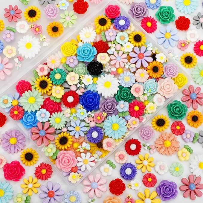 120pcs Mini Resin Flowers for Crafts, Cute Small Tiny Flatback Resin Flower | by SUPREMEXMAS