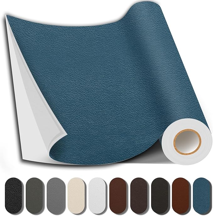 Leather Repair Patch, 17X158 Inch Repair Patch Self Adhesive Waterproof, DIY Large Vinyl Patches for Couches, Furniture, Kitchen Cabinets, Wall （Blue, 17X158 Inch）