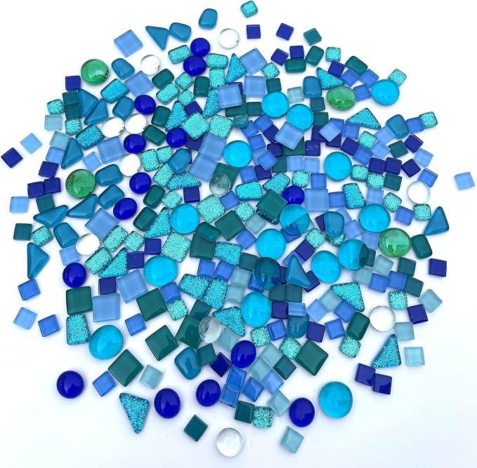 LITMIND 1.1LB Blue Mixed Irregular Crystal Glass Mosaic Tiles - Image 4