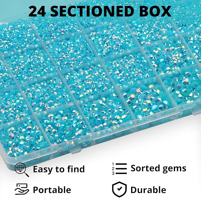 32000Pcs Turquoise Rhinestones for Bedazzling, 6mm Flatback Gems Bedazzler Kit - Image 3