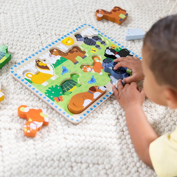 Melissa & Doug Pets Wooden Chunky Puzzle, Educational Screen Free Activity - Image 3