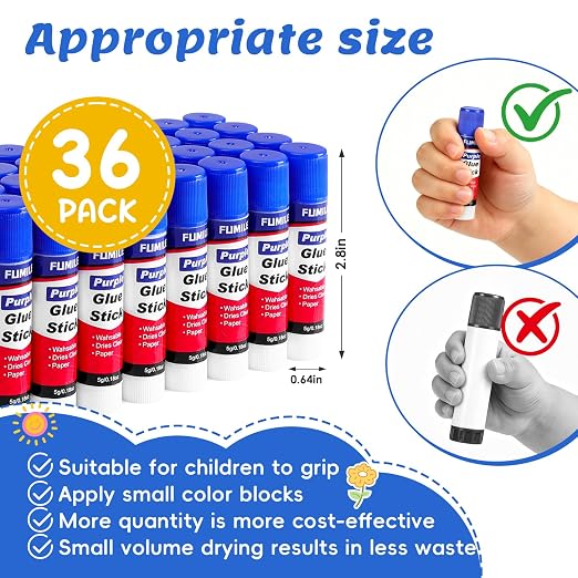 36 Pack Glue Sticks Bulk for Kids, Disappearing Purple Glue Sticks for - Image 2