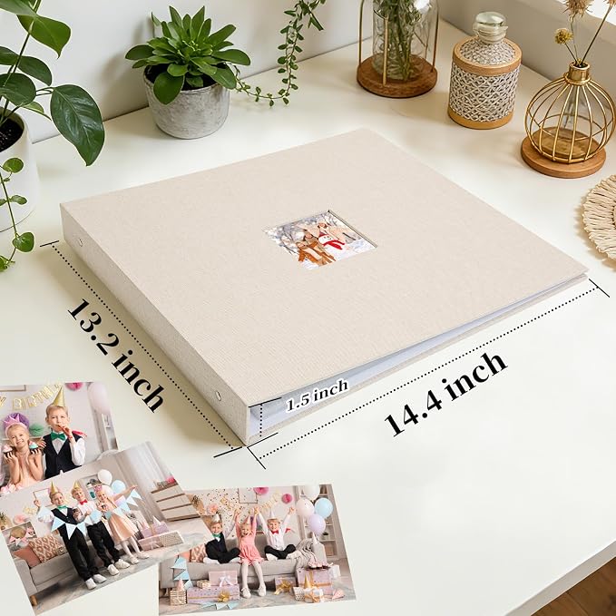 12x12 Inch Large 3 Ring DIY Scrapbook Photo Album, Linen Cover Scrapbook - Image 3