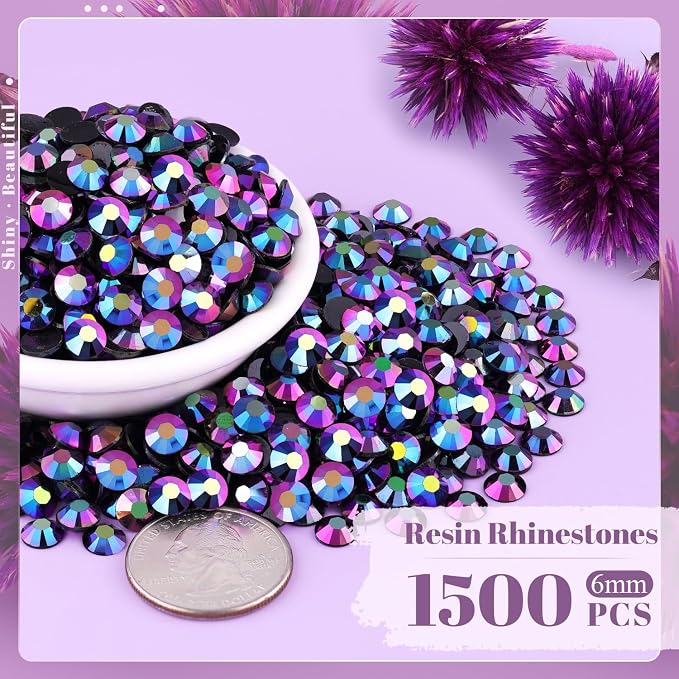 1500PCS 6mm Resin Jelly Rhinestones in Bulk, Bedazzling Flatback Crystals - Image 2