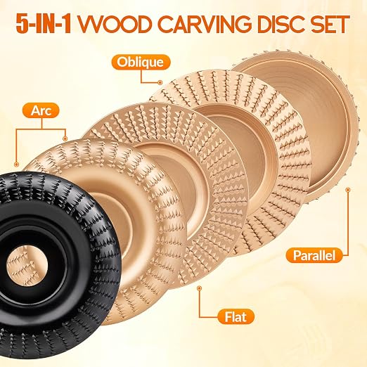 Beaiguna 5PCS Wood Carving Disc, 4IN and 4 1/2IN Angle Grinder Polishing Pad - Image 4