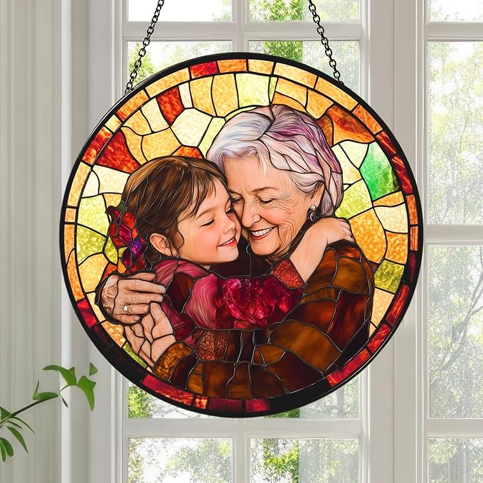 Personalized Grandma Stained Glass Sun Catcher, Custom Photo Family Portrait - Image 4