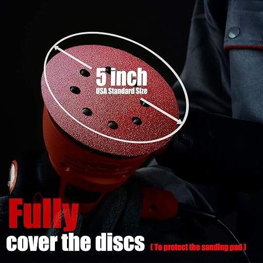 Sanding Disc 5 Inch 8 Hole, 100 Pcs Orbital Sanding Discs Hook and Loop, Sandpaper for polishing and Grinding, 320 400 600 800 1000 Grit Sand Paper for Random Orbital Sander