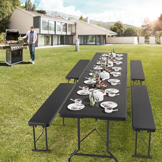 VINGLI 6 Foot Plastic Folding Table Portable Long Table - Image 2