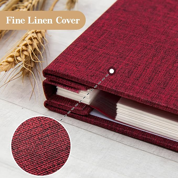 potricher Large Photo Album Self Adhesive 3x5 4x6 5x7 8x10 Pictures Linen Cover - Image 5