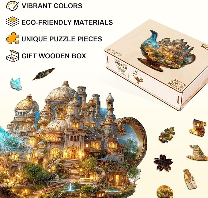 Gifts for Women Men Magic Lamp World Puzzles Adults Gift Wooden 75 Pieces 8.5 * - Image 2