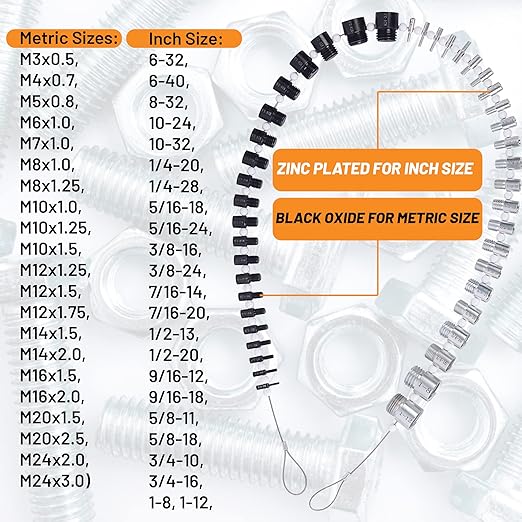 Nut and Bolt Thread Checker – High Speed Steel Thread Checker Standard and Metric – Complete SAE Male Female Gauge – Accurate Measurements