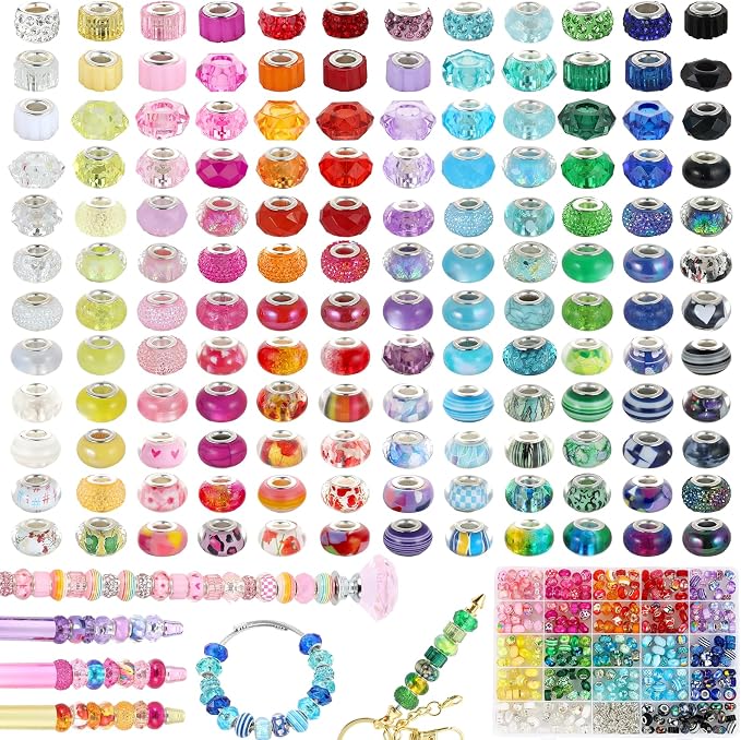 Funtopia 340pcs Large Hole Beads, European Beads by Funtopia