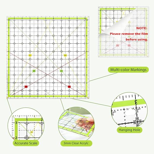 Aixoom Quilting Ruler Set, Square Quilting Templates 3.5/4.5/6.5/10.5" | - Image 4
