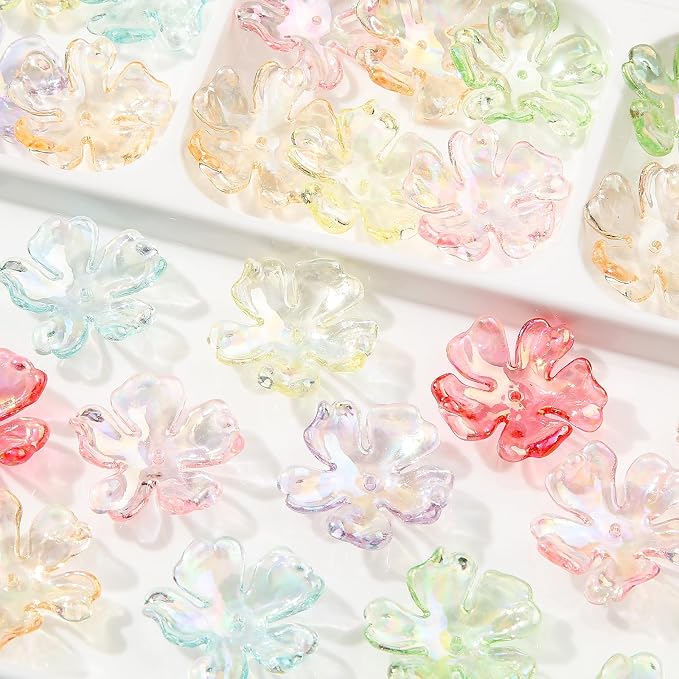 40pcs Flower Shape Beads Transparent Electroplate Flower Bead Color Lily Beads - Image 4