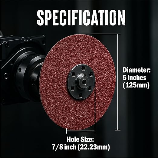 Aluminum Oxide Resin Fiber Sanding and Grinding Discs, 5” x 7/8”, 24 Grit - 25 Pack
