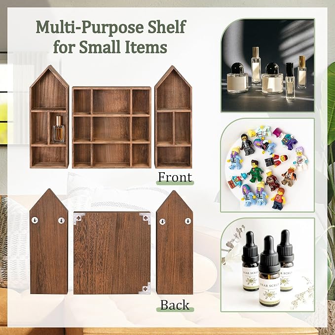 Ikee Design 3 Pcs Set Wooden Shadow Cubby Box Display Shelf Organizer Storage - Image 3