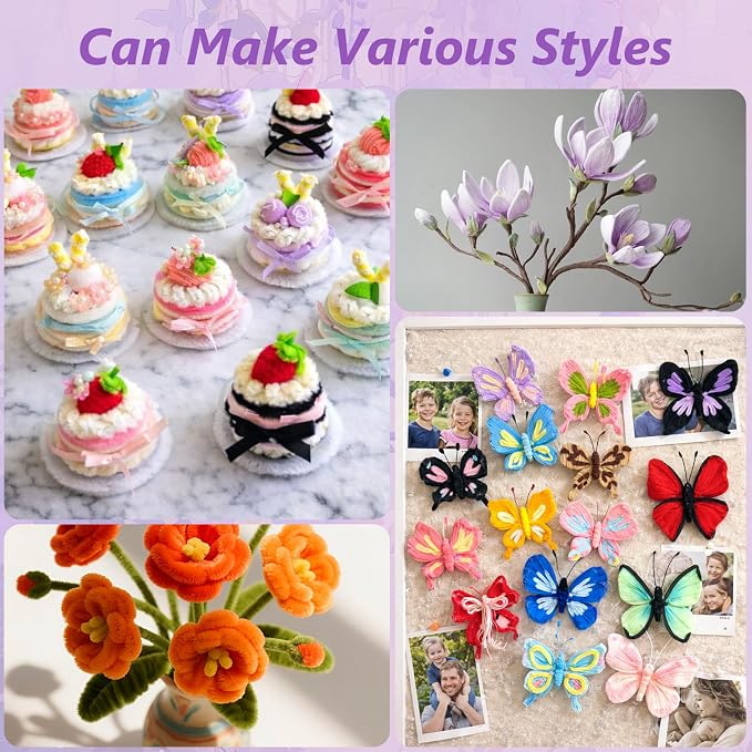 2000 PCS Pipe Cleaner Flower Kit, 30 Assorted Colors Pipe Cleaners Craft - Image 7