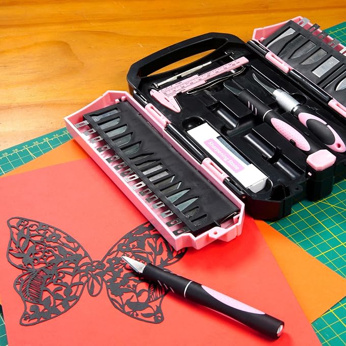 MANUFORE 34pcs Large Exacto Knife Set Craft Precision Knife Set Pink | Comfort - Image 7