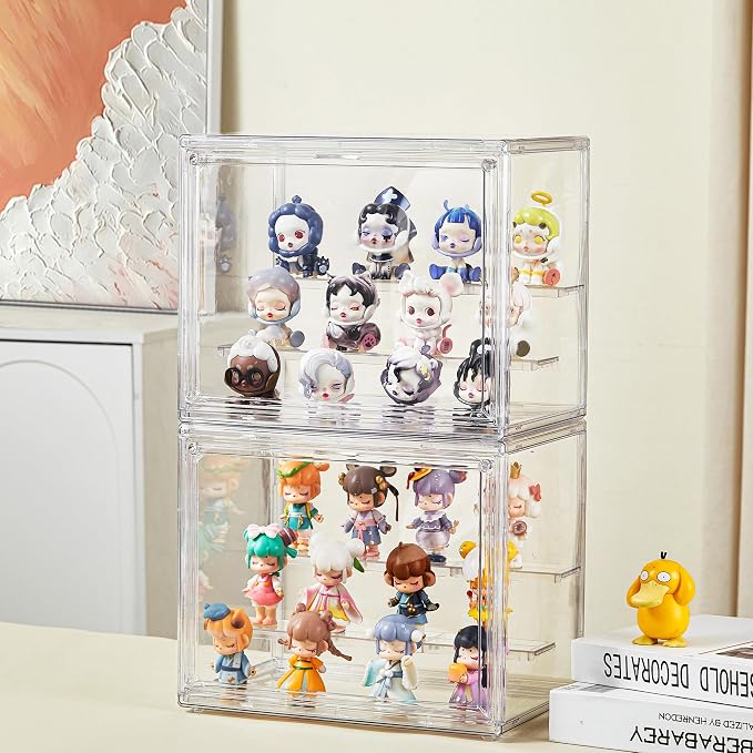 Clear Acrylic Display Case, 4 Pack 3 Tier Adjustable Display Box Stand - Image 4