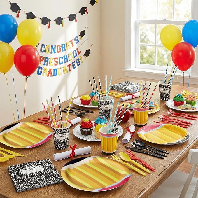 450 Pcs Preschool Kindergarten Back to School Tableware Set Decorations Apple - Image 6