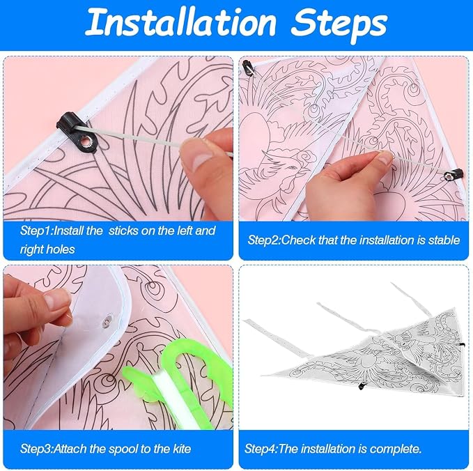 20 PCS DIY Color Filled Kite for Kids Kite Making Kit Bulk, Painting Kites - Image 3