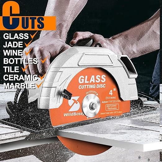 Glass Cutting Disc 4 Inch (5PCS) for Angle Grinder with 7/8" Arbor Hole, 0.039" Ultra-Thin Saw Blade Wheel Polishing Diamond Cutting Disc for Glass, Jade, Wine Bottles, Tile, Ceramic, Marble