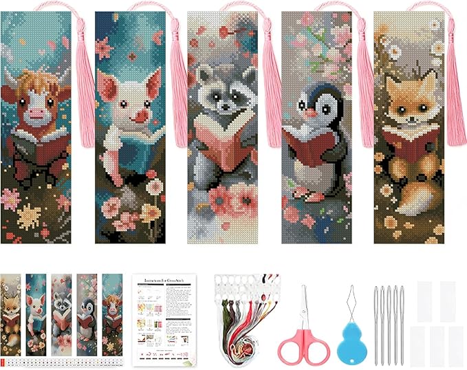 VIGEGU 5 Pack Cross Stitch Bookmark Kit by VIGEGU