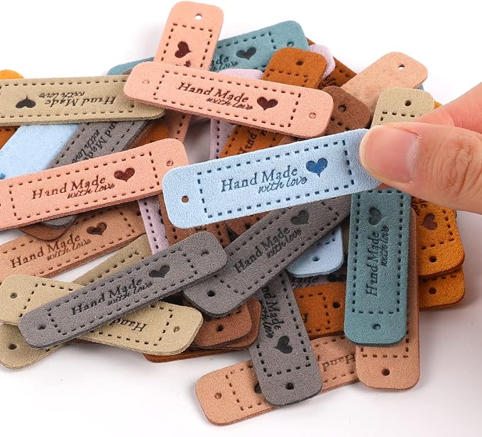 50 PCS Handmade Tags for Crochet Handmade Leather Labels Faux Handmades - Image 3