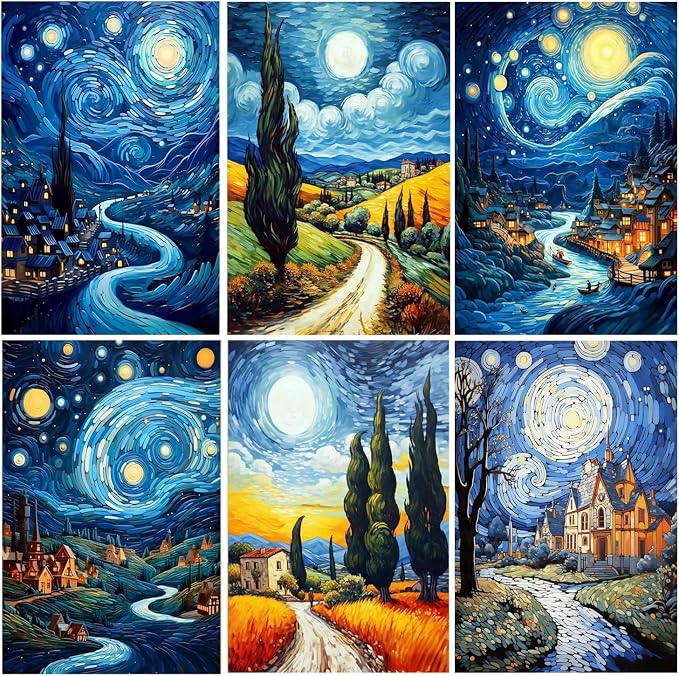 Leatrice 6PCS Van Gogh Landscape Diamond Art Kits by Leatrice20240713