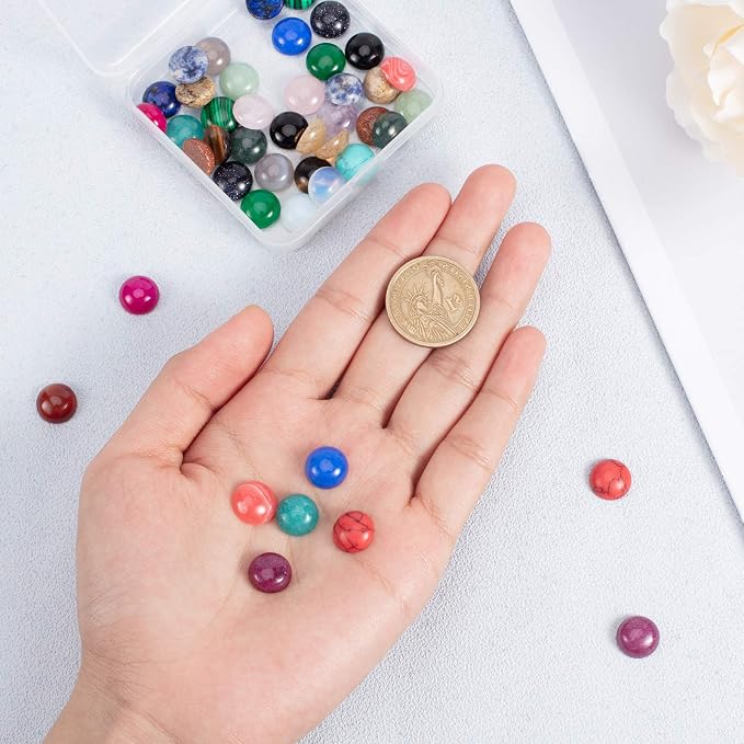 PH PandaHall 50pcs Gemstone Cabochons 25 Colors 12mm Flat Round Cabochon Quartz - Image 3