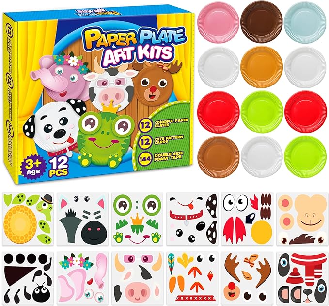 V-Opitos Arts and Crafts Kits for Kids, 12 Pack Simple Animal Paper Plate - Image 7