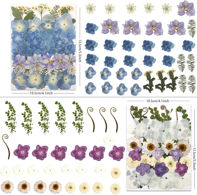 LUXEEASE 140P Hydrangea Dried Pressed Flowers | Large petals, star blooms - Image 3
