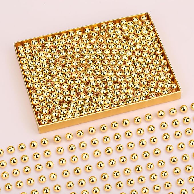 DUQGUHO 8mm Gold Beads for Jewelry Making Plastic Pearl Beads - Image 2