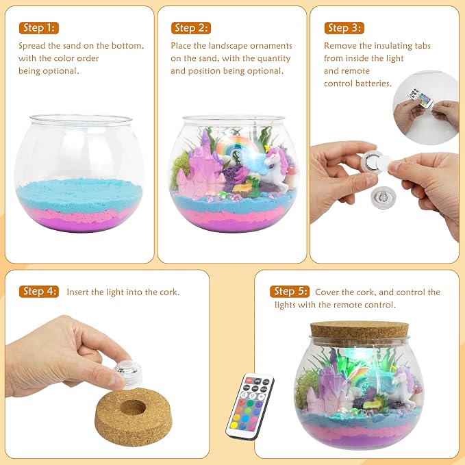 Light-Up Unicorn Terrarium Gifts, DIY Night Light Kit - Image 3