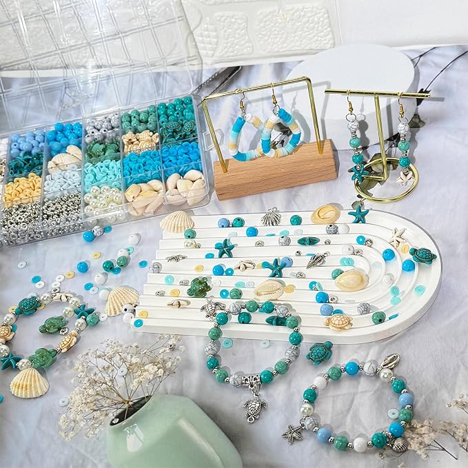 1860Pcs Ocean Beads for Bracelets Making Kit, Sea Turtle Shell Starfish Shape - Image 8