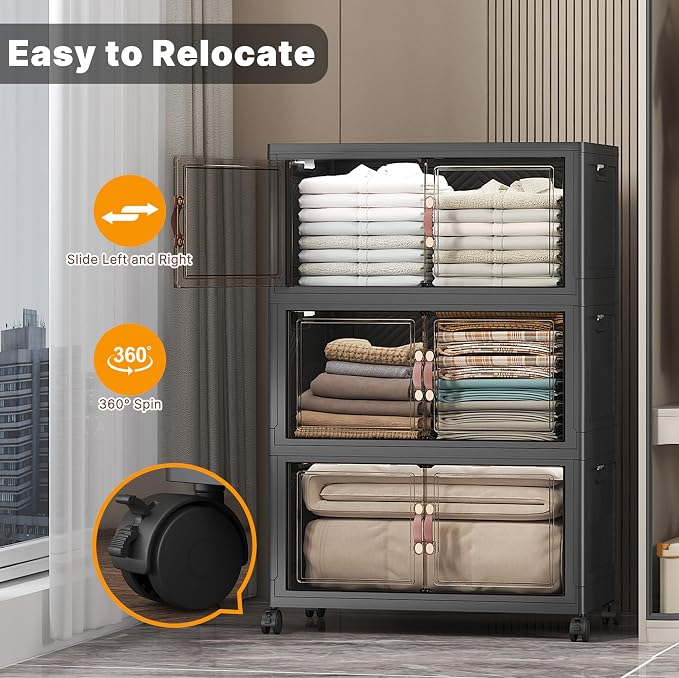 UAMFURI Stackable Storage Bins, 336QT Collapsible Drawers - Image 8