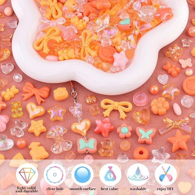 200-260PCS TINKRSTUFF Assorted Orange Acrylic Beads - Image 3
