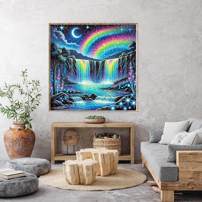 Landscape Diamond Art Kits for Adults, Full Drill Waterfall Diamond Painting - Image 4