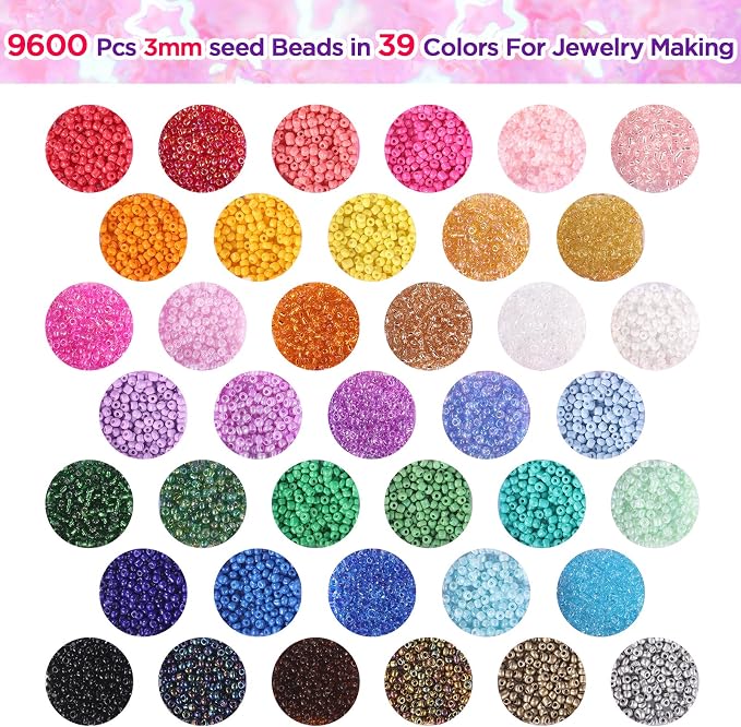 3mm Seed Beads, 39 Colors Glass Seed Beads - Image 5