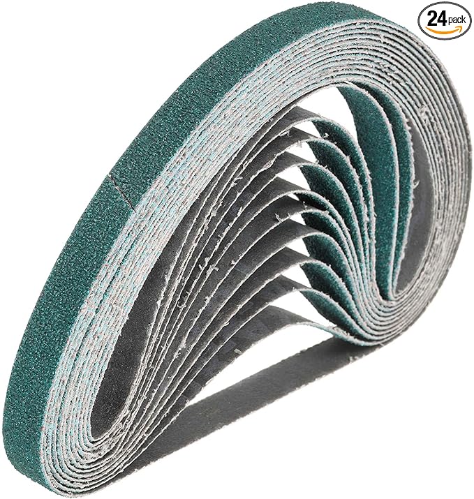 HARFINGTON 1/2 x 24 Inch Sanding Belts, 24 Pcs 80 Grit Zirconia Abrasive Belt Sander File Belt for Woodworking, Metal Polishing, Knife Sharpener