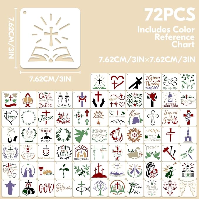 72 Pcs Christian Cross Stencils - Image 3