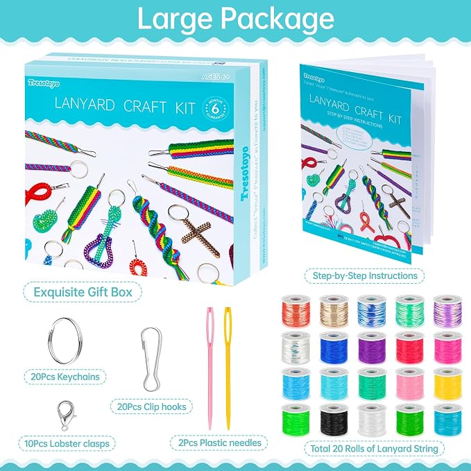 Lanyard String, 20 Rolls Gimp String, Plastic Strings Lacing Cord, Boondoggle - Image 2