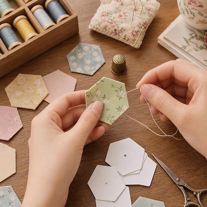 400 PCS Paper Piecing 1.25", Hexagon Quilting Templates - Image 7